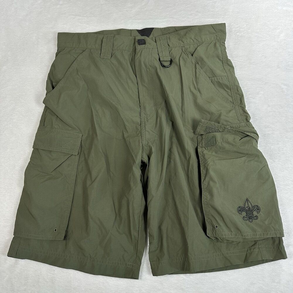 Boy Scouts BSA Centennial Uniform Cargo Shorts Adult Small Green Nylon Hiking